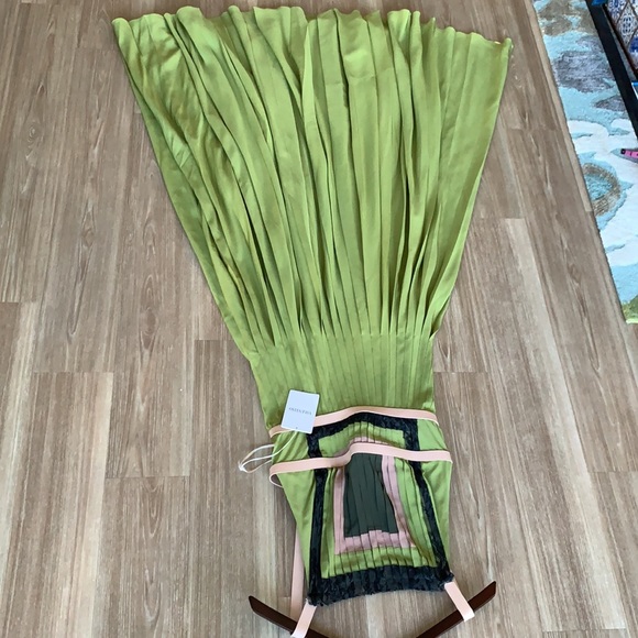 Valentino made in Italy lime green silk leather straps size 40(6) maxi dress - Picture 8 of 17